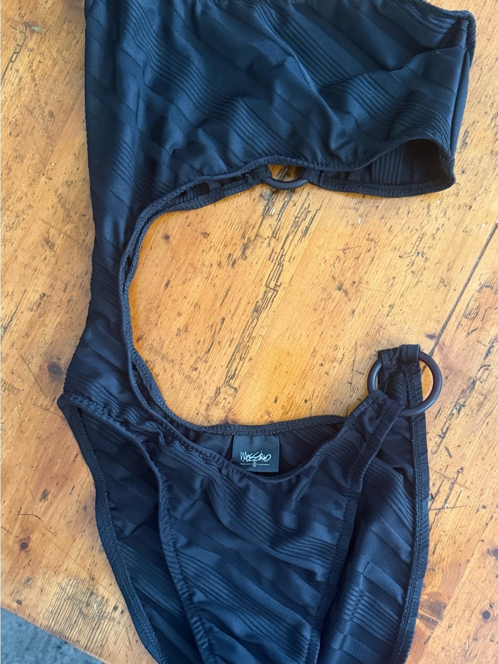Missoni Black Textured Ring-Detail One-Piece Swimsuit